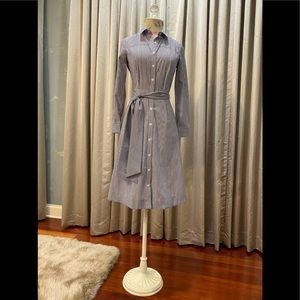 J Crew striped tie waist shirt dress